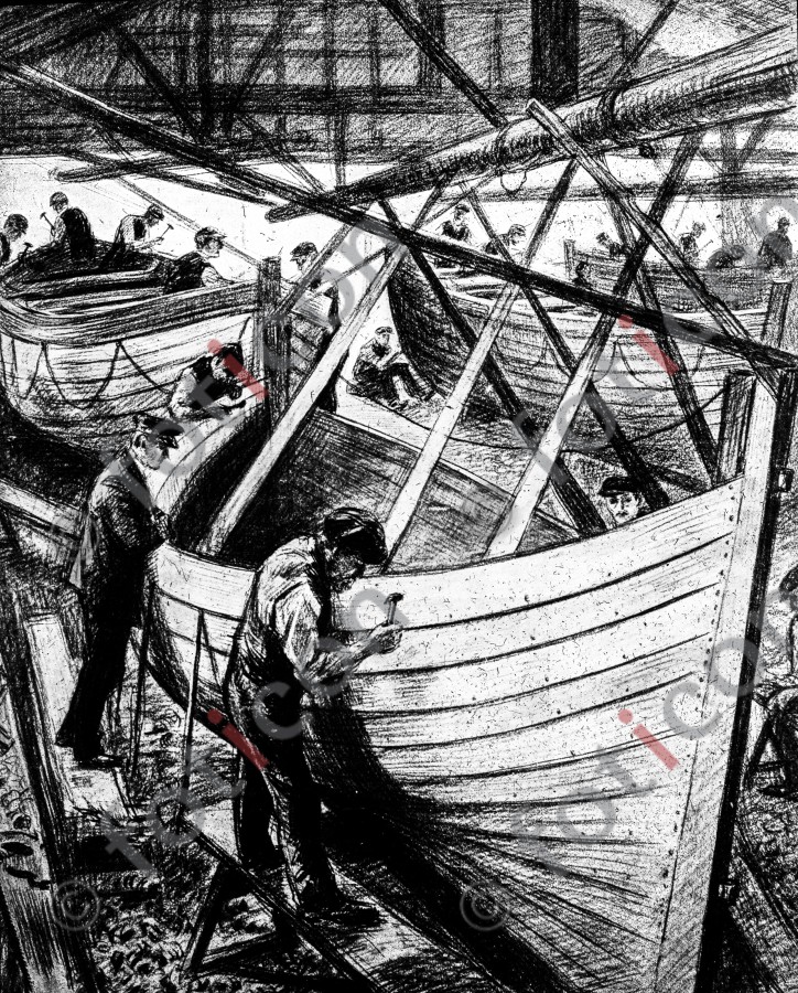 Bau der Rettungsboote der RMS Titanic | Construction of the lifeboats of the RMS Titanic - Foto simon-titanic-196-066-sw.jpg | foticon.de - Bilddatenbank für Motive aus Geschichte und Kultur
